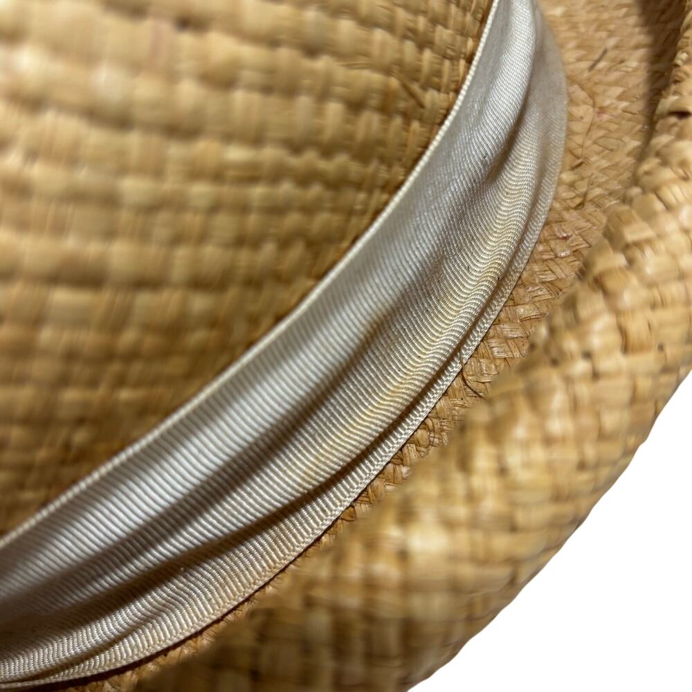 Vintage 1920's rolled brim ladies straw hat grosgrain ribbon hatband w/ FLAWS - Picture 3 of 9